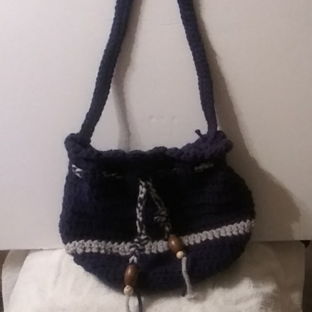 Hand knitted Boho Bucket Bag